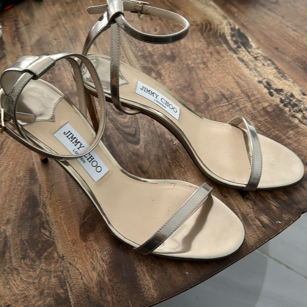 Jimmy choo metallic sandal. Never worn